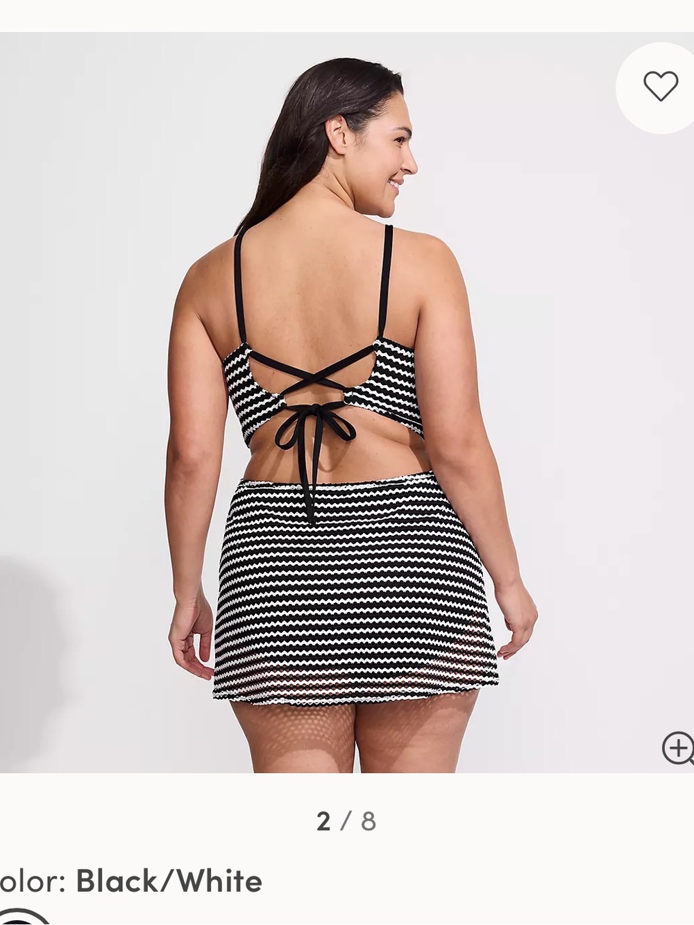 Land’End- Black & White Wave-Stripe Women's swim Dress - Picture 4 of 7